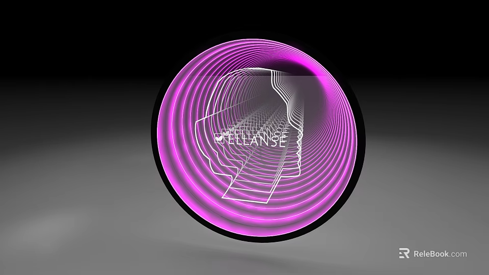 Advanced Defense Commercial Equipment Featuring Circular Purple Spiral And Helmet Outline 3d model 