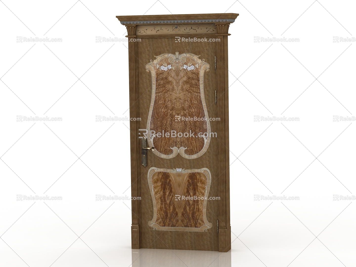 European style solid wood door interior door door 3d model