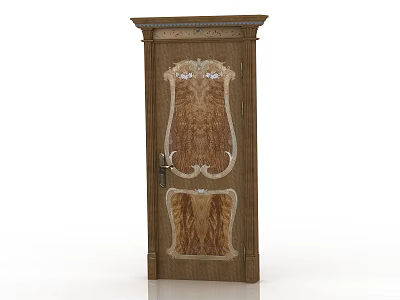 European style solid wood door interior door 3d model