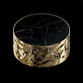 Modern Round Coffee Table With Black Marble Top And Gold Hammered Base 3d model