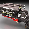 Detailed Industrial Engine Mechanical Structure With Metal Components And Pipes