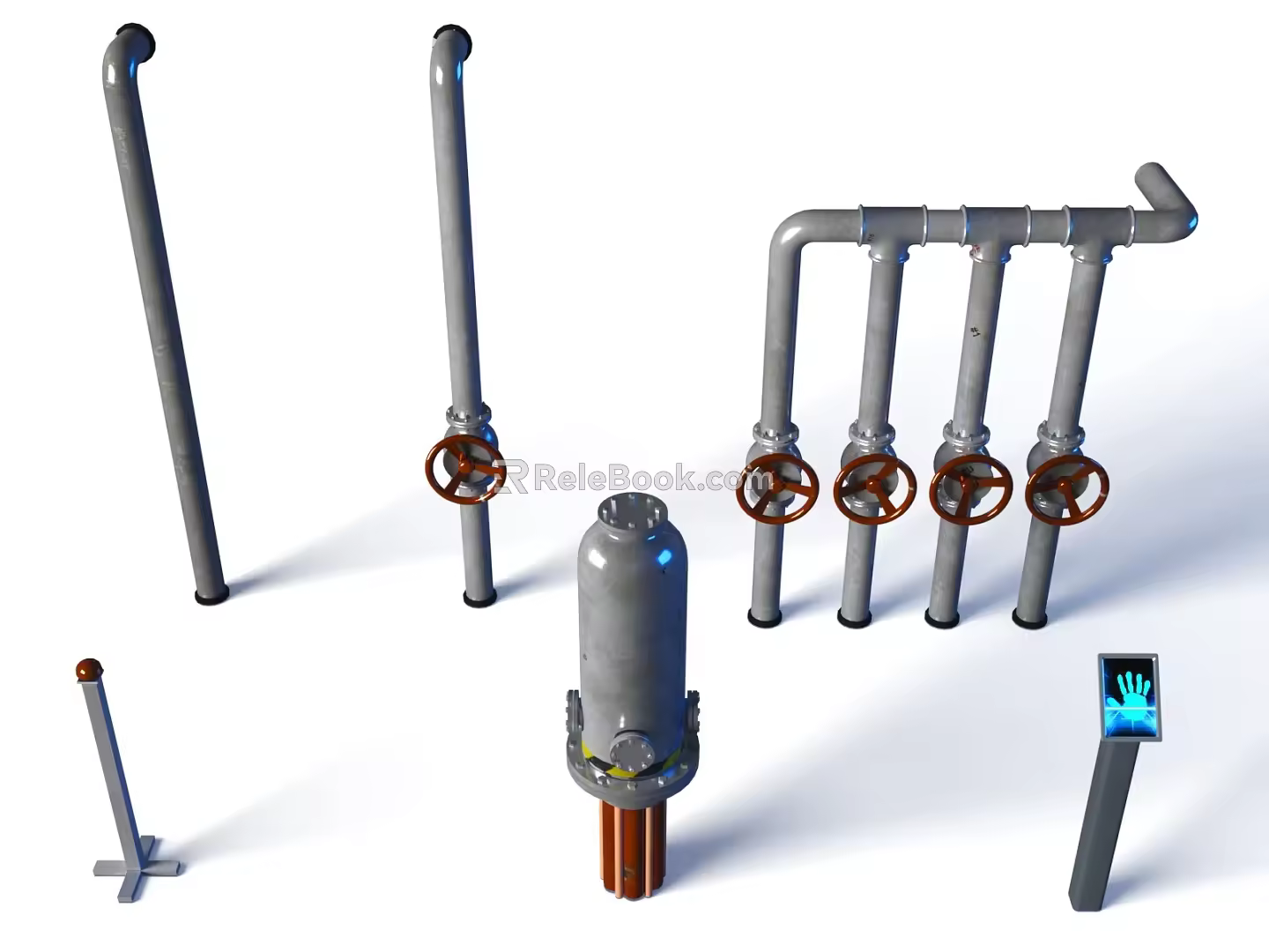 Pipeline Gate Switch Fingerprint System Laboratory Instrument Tools Science Fiction Secret Laboratory Underground Research Institute 3d model