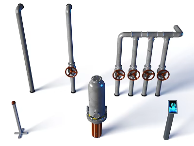 Industrial Mechanical Equipment Featuring Pipes Valves Pressure Vessel And Digital Control Panel 3d model