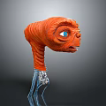 Orange Sci Fi Creature Head With Large Blue Eye And Transparent Stand