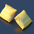Yellow Decorative Throw Pillows With Good Morning Text For Home Decor