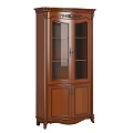 Classic Wooden Wine Cabinet With Carved Details Glass Doors And Lower Storage Cabinets