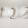 Modern Minimalist Decorative Ornament Set With Number 1 2 3 Curved Design On White Background