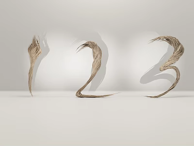 Modern Minimalist Decorative Ornament Set With Number 1 2 3 Curved Design On White Background 3d model