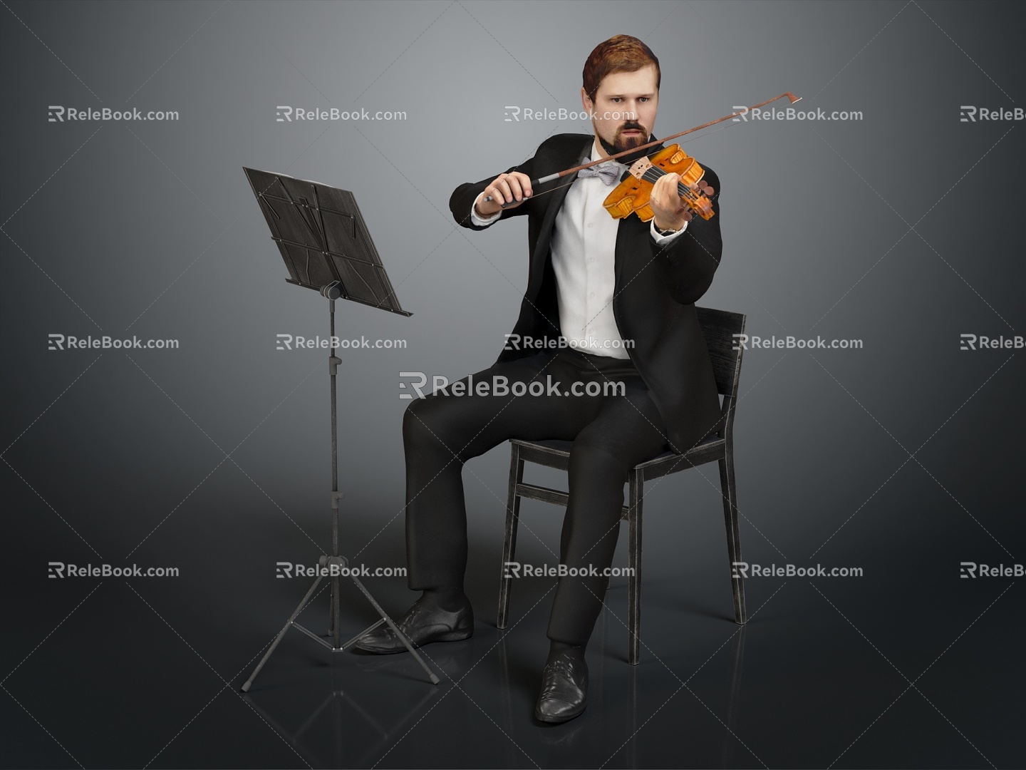 modern man player violin player ancient musical instrument 3d model