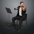 modern man player violin player ancient musical instrument 3d model