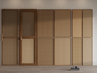 Screen Carved Chinese Single Door Grille Screen Partition Wooden Grille Window 3d model