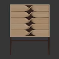 Modern Wooden Chest of Drawers With Wavy Design And Metal Legs