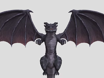 Game And Movie Character Dragon With Large Wings And Dark Scales 3d model