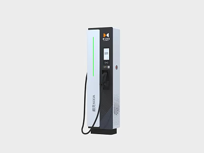 ELEXA Electric Vehicle Charging Station With White Body Display Screen Charging Cable And Green Indicator 3d model