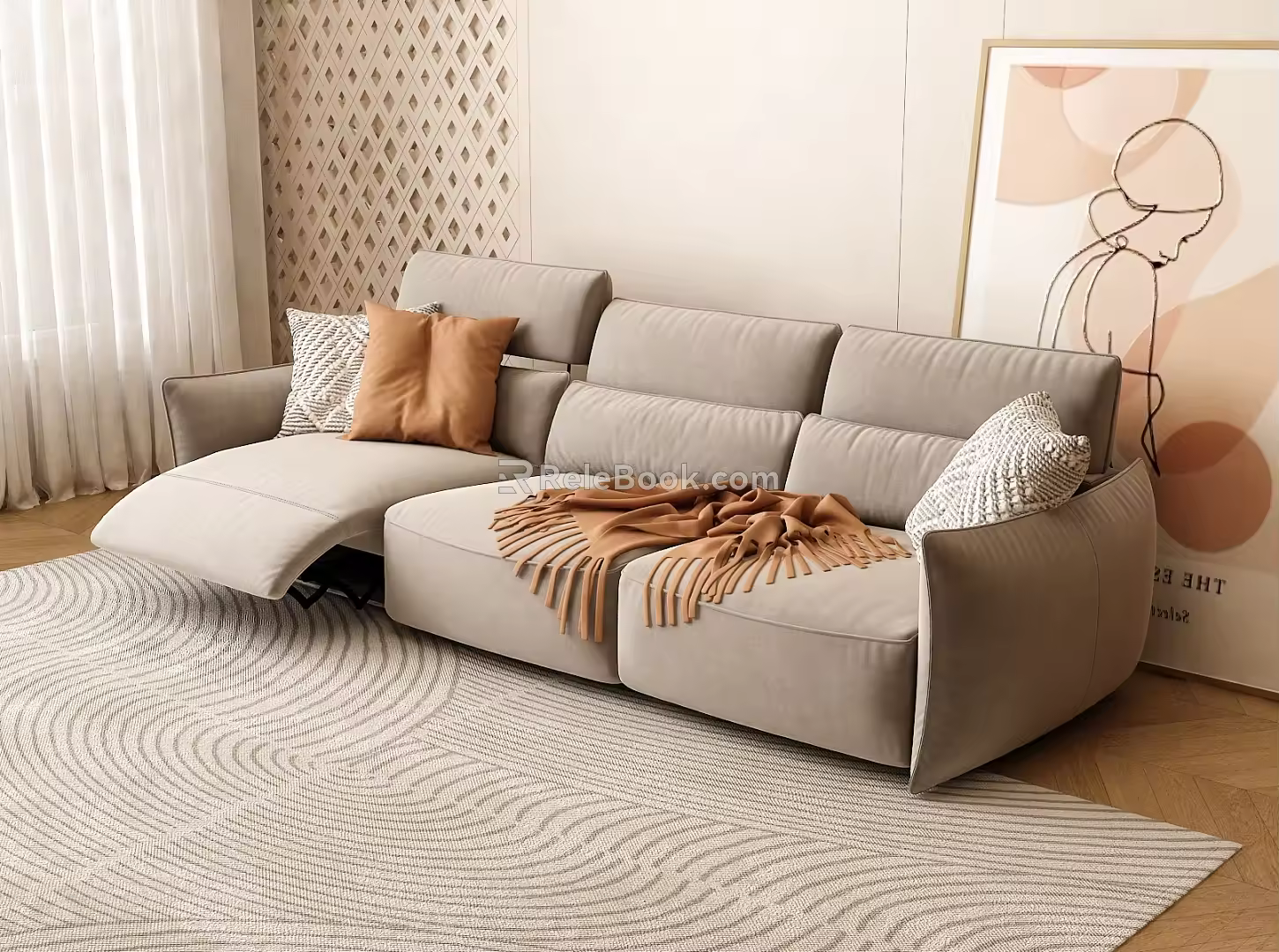 Modern Three-Seat Sofa Multi-Seat Sofa Two-Seat Sofa 3d model