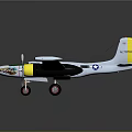 Realistic Passenger Aircraft 3D Model With Twin Engines White Fuselage And Yellow Propellers