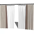 Modern Curtains With Brown White Gray Color Combination Design For Windows 3d model