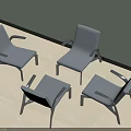 Four Gray Leisure Chairs Placed Against Light Green Wall On Light Colored Floor