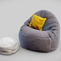 Gray Bean Bag Chair With Yellow Cushion And White Footstool