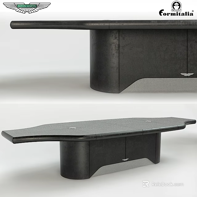 Modern Black Dining Table With Unique Curved Top And Stylish Base Design Structure 3d model