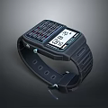 Stylish Black Strap Watch With Square Dial And Digital Display For Daily Use 3d model