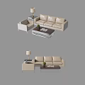 Elegant Modern Sofa Coffee Table Set With Armchair Side Table And Table Lamp 3d model