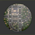 Decorative Furniture Sphere With City Buildings Roads And Trees On Blue Base