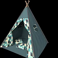 Patterned And Dark Green Teepee Tents With Window Designs Mats Inside For Kids Play
