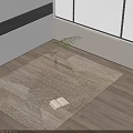Natural Woven Square Rug with Open Book and Green Plant on Wooden Floor