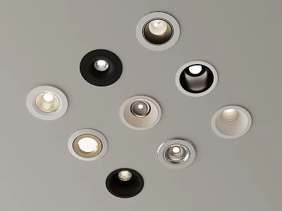 Modern Recessed Lights Collection With Black And White Designs For Home Decoration 3d model