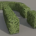 Decorative Green Bushes with Curved and Square Shapes for Garden Landscaping