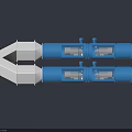 Industrial Pipeline Equipment System With Blue And White Mechanical Components