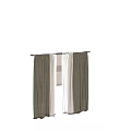 Gray And White Textured Double Layer Curtains For Elegant Home Window Decor 3d model