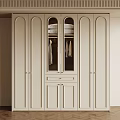 Modern Cream White Wardrobe With Glass Doors Drawers And Hanging Space