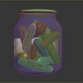 Fresh Homemade Crispy Pickles Stored in Glass Jar with Golden Lid