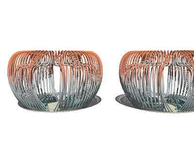 Modern Pergola With Woven Metal Structure And Gradient Orange Gray Color Design 3d model
