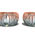 Modern Pergola With Woven Metal Structure And Gradient Orange Gray Color Design