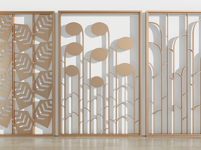 Decorative Metal Room Dividers With Geometric Patterns And Leaf Motifs For Interior Decoration 3d model