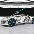 Mercedes Futuristic Concept Car With Sleek Silver Body And Blue Accents
