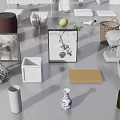 Bathroom Accessories Collection Featuring Bathtub Toilet Sink Shower Fixture Towel Rack And Plant