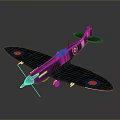 Vintage Military Fighter Aircraft Model With Camouflage Paint And Red Circle Markings