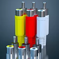 Various Colorful Switch Panels With Silver Tops And Multiple Color Bases On Display Collection
