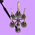 Classic Metal Candelabra With Five Arms And Unlit Candles On Purple Background