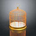 Golden Birdcage Decorative Ornament Set With Exquisite Base And Home Decor Accent
