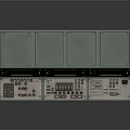 Industrial Control Console With Three Green Displays And Control Panel Buttons