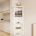 Modern White Storage Cabinet With Multiple Shelves For Kitchen Wine Bottles And Dishes