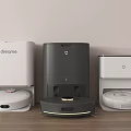 Smart Robotic Vacuums With Various Designs And Dust Collection Bases On Wooden Floor