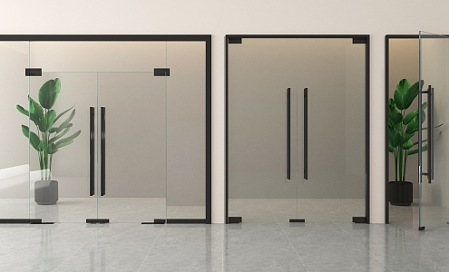 Glass door double door electric door induction door glass door sliding door glass door combination 3d model