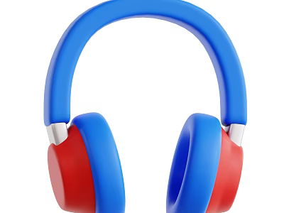 Stylish Over Ear Headphones With Blue Red Accents And Soft Ear Cushions 3d model