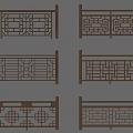 Traditional Chinese Wooden Balustrades Featuring Various Intricate Carved Patterns And Classic Designs